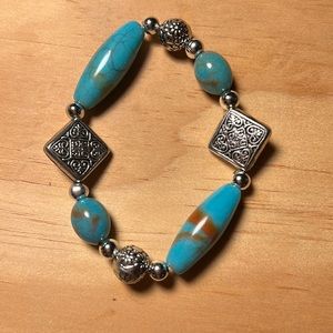3 piece turquoise and silver jewelry set